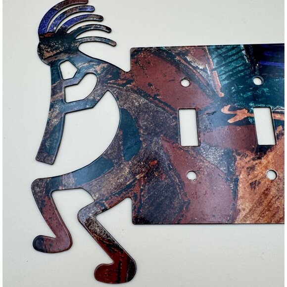 Lazart Kokopelli Reversible Metal Double Light Switch Cover Southwest Fertility - Picture 2 of 9